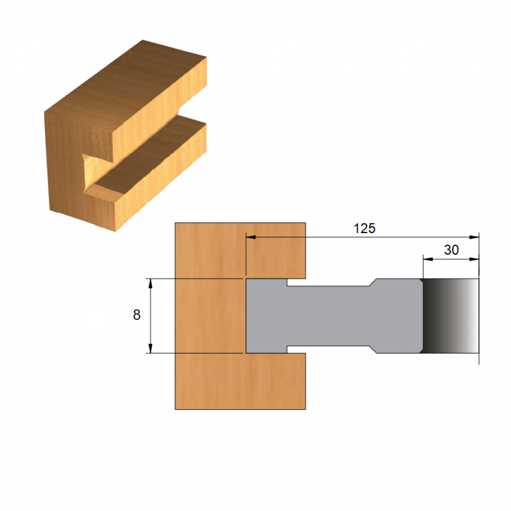 Fresa para Ranhura de Aço Ø125 x 8 x 30 – 8 Dentes - Cód. 2800.17